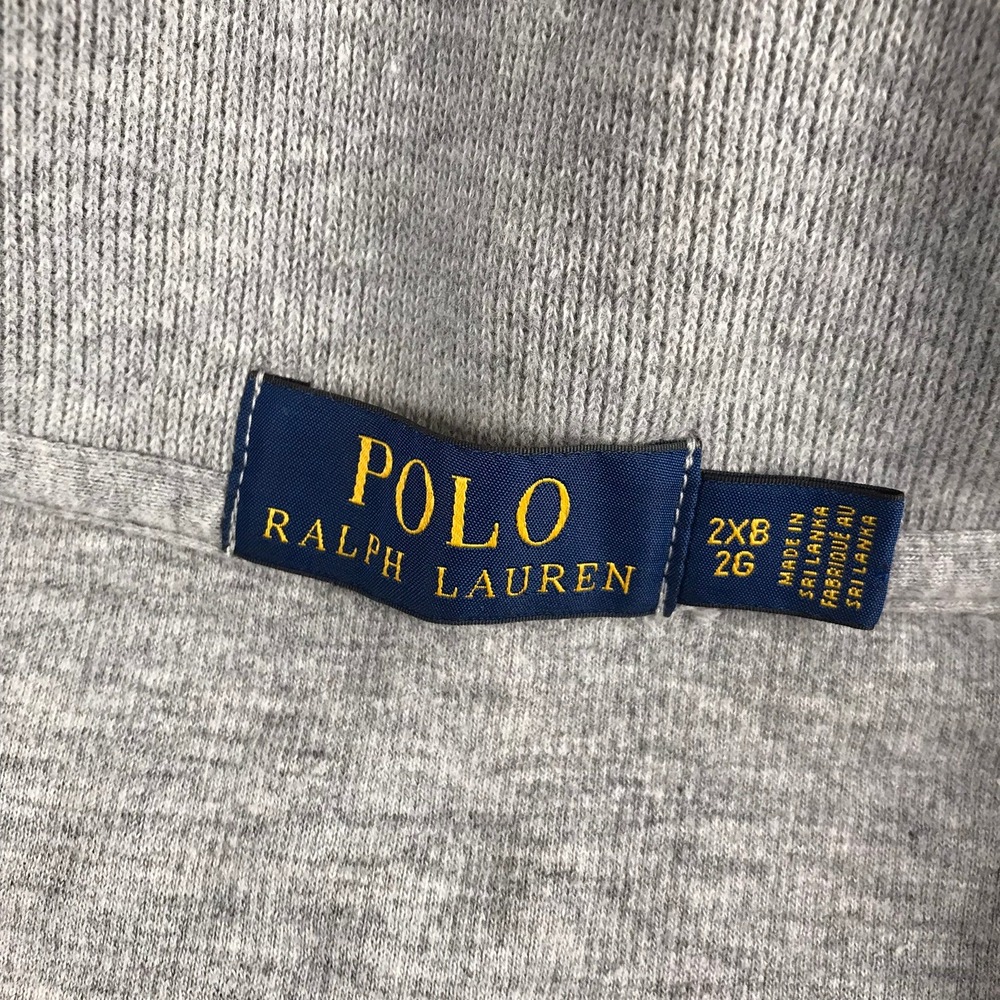 Polo Ralph Lauren 1/4 Zip Pullover Mens 2XB Gray Cotton Navy Pony Logo Sweater - Picture 4 of 10